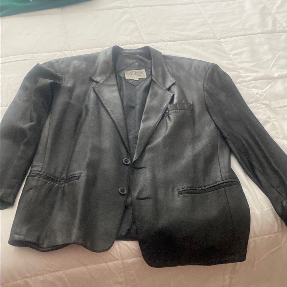 Black Blazer with Notched Lapel and Modern Fit leather